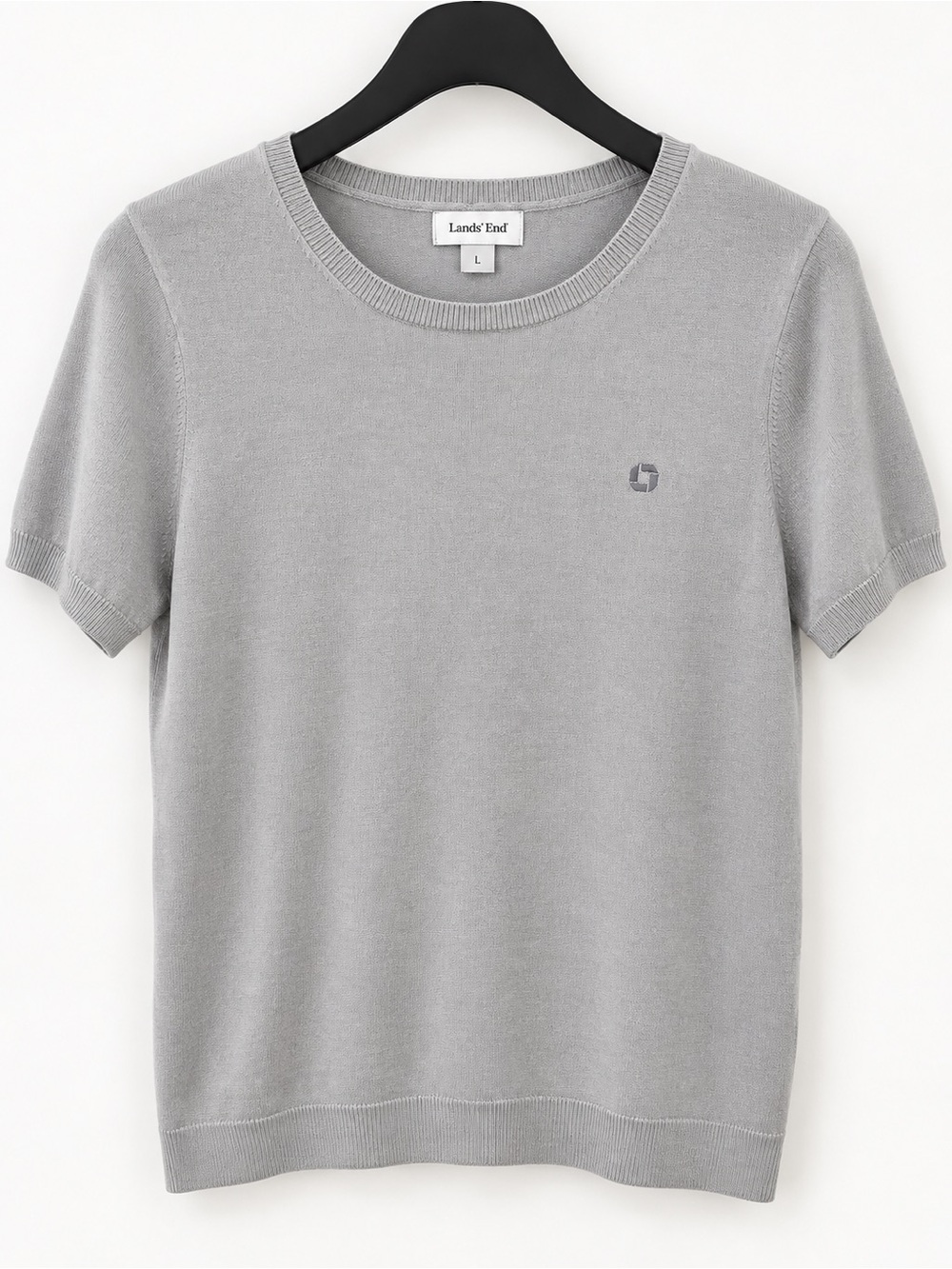Lands' End Short Sleeve Crewneck Top — Light Gray